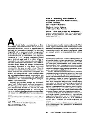 Role of Circulating Somatostatin in Regulation of Gastric Acid