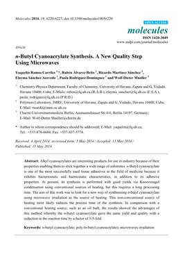 N-Butyl Cyanoacrylate Synthesis. a New Quality Step Using Microwaves