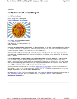 The 4Th Annual ABA Journal Blawg 100 - Magazine - ABA Journal Page 1 of 16