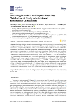 Predicting Intestinal and Hepatic First-Pass Metabolism of Orally Administered Testosterone Undecanoate