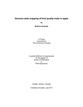 Genome Wide Mapping of Fruit Quality Traits in Apple