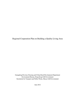 Regional Cooperation Plan on Building a Quality Living Area