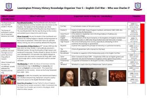 Leamington Primary History Knowledge Organiser Year 5 – English Civil War – Who Was Charles I? AD D