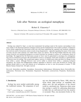 Life After Newton: an Ecological Metaphysic