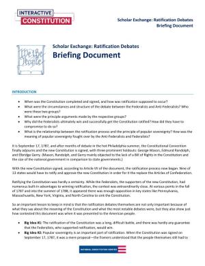 Ratification Debates Briefing Document