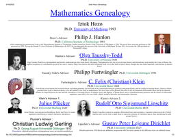 My Mathematical Genealogy