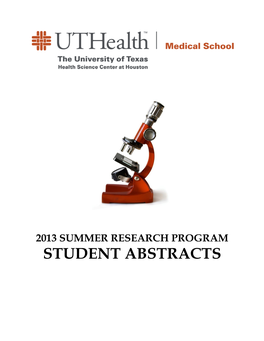 2013 SUMMER RESEARCH PROGRAM STUDENT ABSTRACTS This Page Left Blank