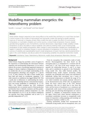 Modelling Mammalian Energetics: the Heterothermy Problem Danielle L