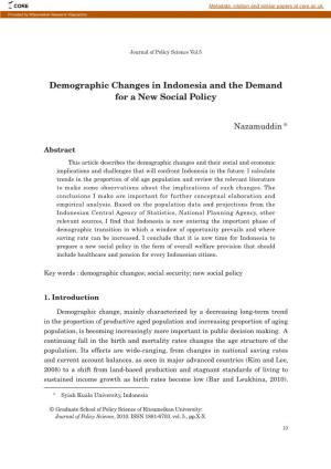 Demographic Changes in Indonesia and the Demand for a New Social Policy