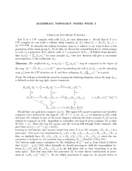 Cellular Boundary Formula Let Be a Complex with Cells N in Each Dimension