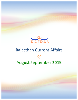 Rajasthan Current Affairs of August September 2019