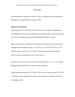 Confucius, Analects-Bibliography
