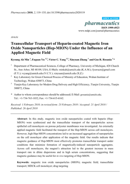 Transcellular Transport of Heparin-Coated Magnetic Iron Oxide Nanoparticles (Hep-MION) Under the Influence of an Applied Magnetic Field