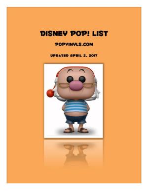Disney Pop! List Popvinyls.Com