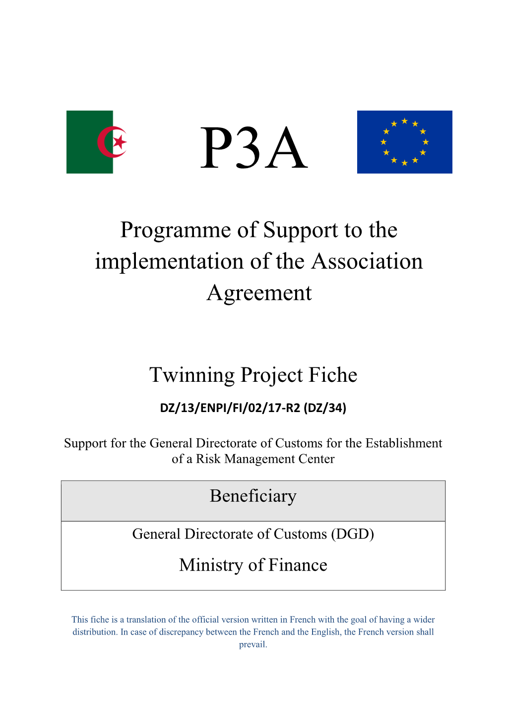 Programme of Support to the Implementation of the Association Agreement