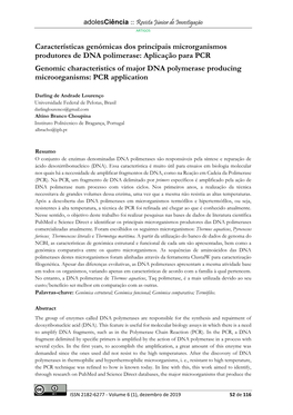 Aplicação Para PCR Genomic Characteristics of Major DNA Polymerase Producing Microorganisms: PCR Application