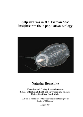 Salp Swarms in the Tasman Sea: Insights Into Their Population Ecology