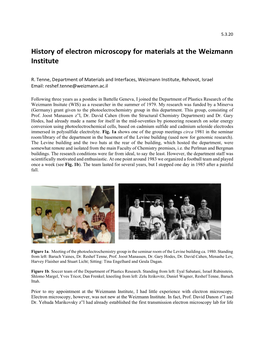 History of Electron Microscopy for Materials at the Weizmann Institute