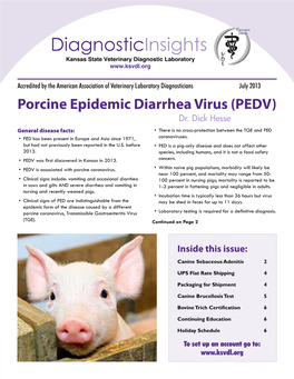 July 2013 Porcine Epidemic Diarrhea Virus (PEDV) Dr