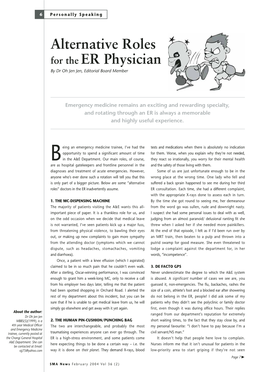 Alternative Roles for the ER Physician by Dr Oh Jen Jen, Editorial Board Member