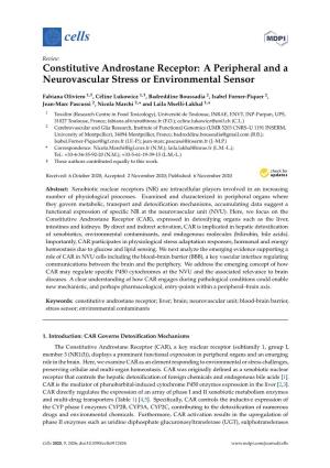 Constitutive Androstane Receptor: a Peripheral and a Neurovascular Stress Or Environmental Sensor