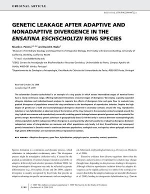 Genetic Leakage After Adaptive and Nonadaptive Divergence in the Ensatina Eschscholtzii Ring Species