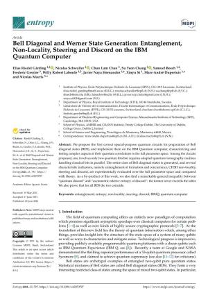 Bell Diagonal and Werner State Generation: Entanglement, Non-Locality, Steering and Discord on the IBM Quantum Computer