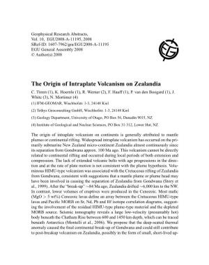 The Origin of Intraplate Volcanism on Zealandia C