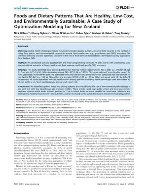 Foods and Dietary Patterns That Are Healthy, Low-Cost, and Environmentally Sustainable: a Case Study of Optimization Modeling for New Zealand
