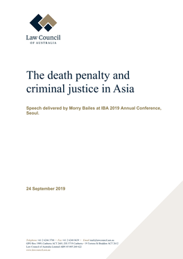 The Death Penalty and Criminal Justice in Asia