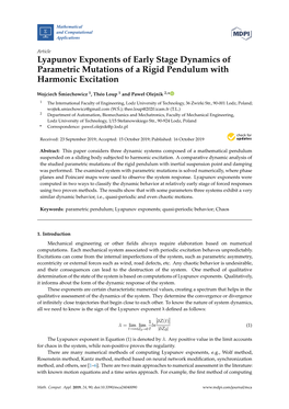 Lyapunov Exponents of Early Stage Dynamics of Parametric Mutations of a Rigid Pendulum with Harmonic Excitation