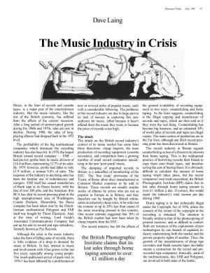 The Music Industry in Crisis