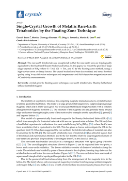 Single-Crystal Growth of Metallic Rare-Earth Tetraborides by the Floating-Zone Technique