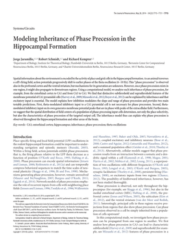 Modeling Inheritance of Phase Precession in the Hippocampal Formation