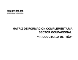 Matriz De Formacion Complementaria Sector Ocupacional: “Productor/A De Piña”