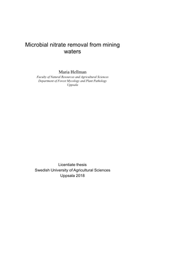 Microbial Nitrate Removal from Mining Waters