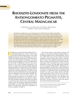 Rhodizite-Londonite from the Antsongombato Pegmatite, Central Madagascar