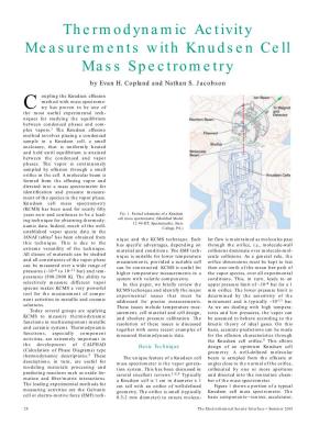 Thermodynamic Activity Measurements with Knudsen Cell Mass Spectrometry