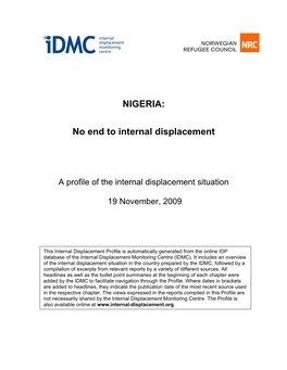NIGERIA: No End to Internal Displacement
