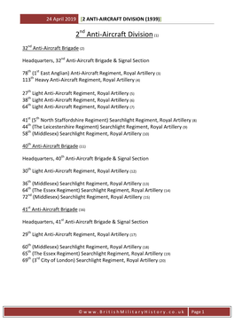 2 Anti-Aircraft Division (1940)