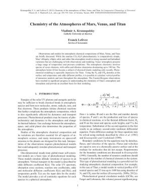 Chemistry of the Atmospheres of Mars, Venus, and Titan
