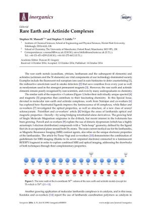 Rare Earth and Actinide Complexes
