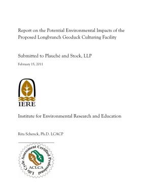 Report on the Potential Environmental Impacts of the Proposed Longbranch Geoduck Culturing Facility