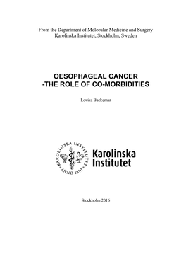 Oesophageal Cancer -The Role of Co-Morbidities