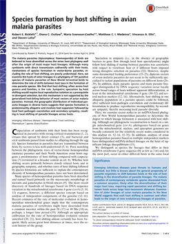 Species Formation by Host Shifting in Avian Malaria Parasites