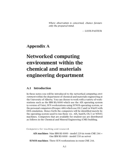 Networked Computing Environment Within the Chemical and Materials Engineering Department