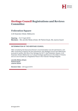 Determination of the Heritage Council