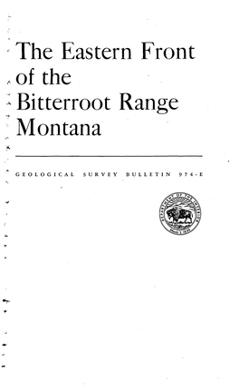The Eastern Front of the Bitterroot Range Montana