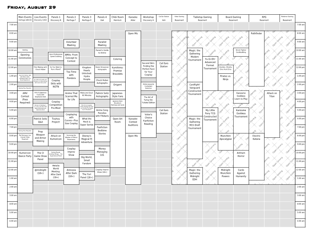 Kumoricon Schedule