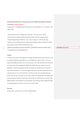 1 Eastern Spread of the Invasive Artemia Franciscana in The